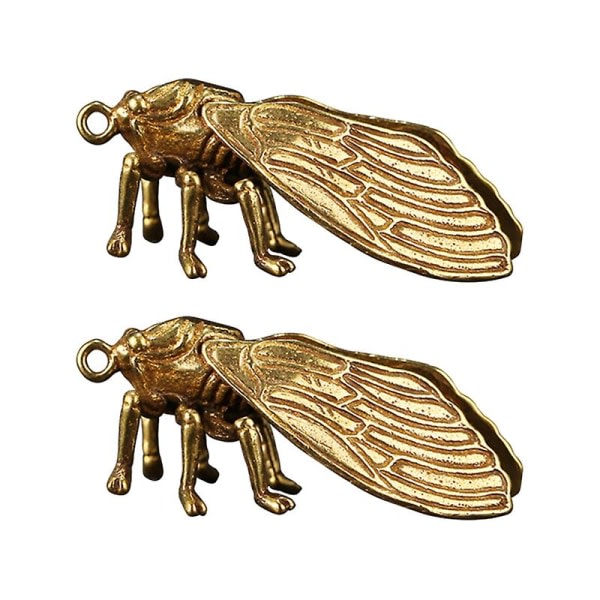2 stk Chic Cicada DIY nøglering vedhæng messing Cicada DIY nøglering vedhæng multifunktionel cicada messing DIY vedhæng til sovesal hjem DIY