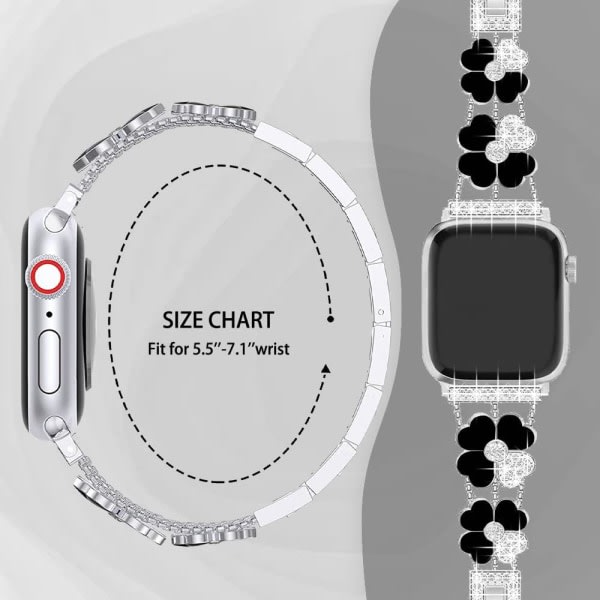 Ranneke yhteensopiva Apple Watch kanssa 38/40/41 mm hopea