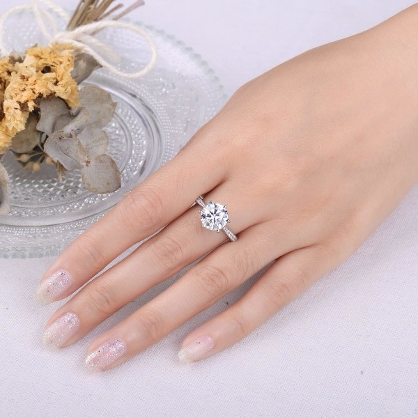 Klassisk 1 ct 1,5 ct 2 ct 3 ct Rundskåret Moissanit Solitaire Løfte Ring Dame Forlovelsesringe