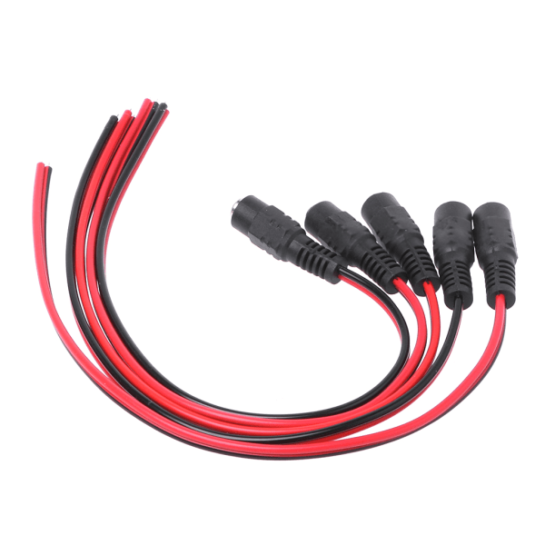5 kpl 5,5x2,1 mm naarasovittimia DC-virran CCTV PSU-pigtail-kaapelilähtöön 1