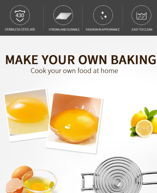 Egg separator in food grade stainless steel - Tool to separate egg white and yolk for home kitchen red—yux red