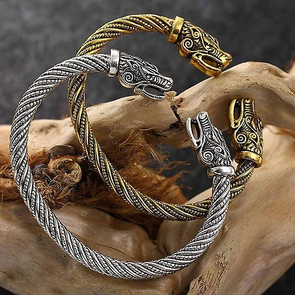 Mäns Wolf Head Armband Viking Smycken Modeaccessoarer