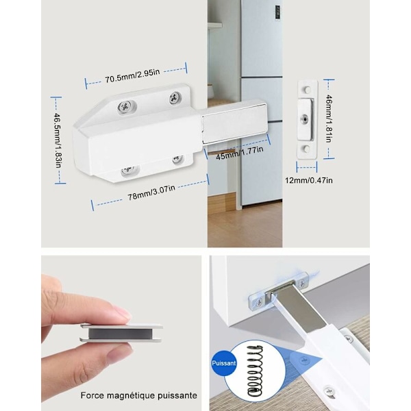 Tryck för att öppna 4 stycken Trycköppnare Skåpdörr Magnetlås för Skåplådsystem Magnetisk spärr Lås Tryckdörrsdämpare för Skåpdörr