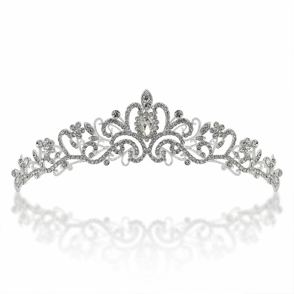 TG Hääkruunu ja tiara kristallilla morsiamen hiuskoristeena Hopeinen sydän tiara naisille ja tytöille