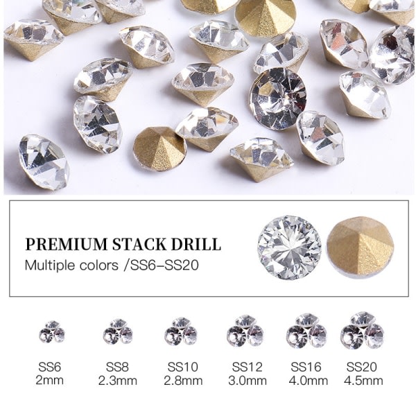 (Guld) 4 l?dor Mousserande blandade diamantkristaller f?r naglar - piikki