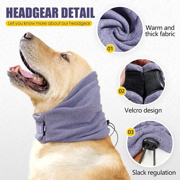 Hunde tordenøreklokker, beroligende hette, klaffefri, lys lilla, M (35-48cm)