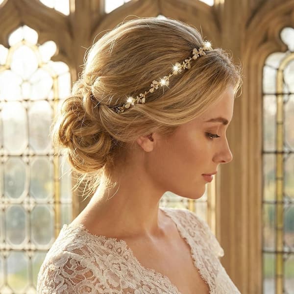 Rhinestone Krystall Blomsterhårbånd for Kvinner, Gull Legering Tiara Hårbøyle, Én Størrelse Passer de Fleste, Bryllup Brude Brudepike Fest Hodeplagg Tilbehør