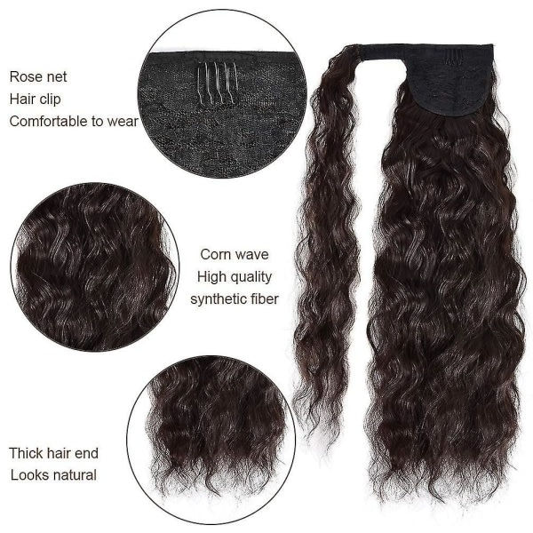TG Corn Wave Hestehaleforlengelse Klips Lang Bølge Krøll Wrap Around Parykk 22 tommer