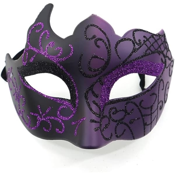 Svart och lila - venetiansk mask, maskeradmask, venetiansk mask