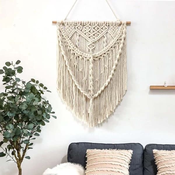 Bohemisk väggbonad, handgjord vardagsrumsdekoration, heminredning sovrum, 70cm