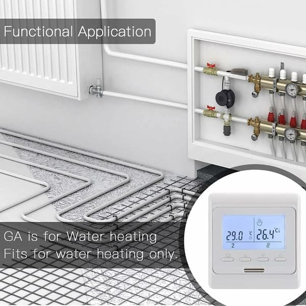 Dagprogrammerbar Rumstermostat, Digital Display AC230V Max3A, Fungerar för Golvvärme WG806 Vit