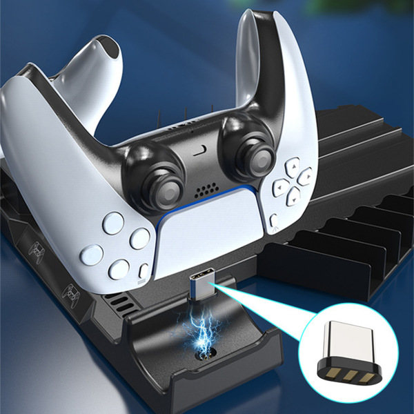 Dualsense-telakka latausasema langattomalle ohjaimelle Kaksoislataus LED-ilmaisimella USB-lataus