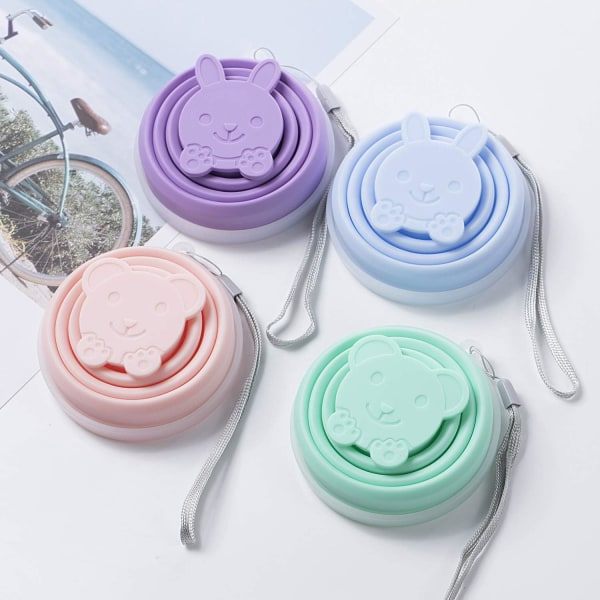 Hopfällbar vattenkoppsmugg, set med 4 resekopp campingmugg med lock, hopfällbar resemugg i silikon, bärbar, kaffemugg för campingvandring picknick