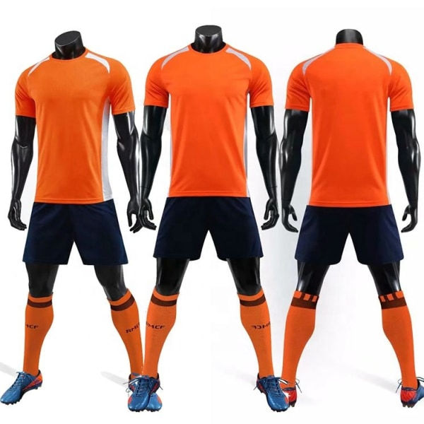Muokatut jalkapallopaidat ja shortsit miehille ja naisille nuorten ja aikuisten kooissa, pelaajan nimi ja numero painettuna, Oranssit 3 XL