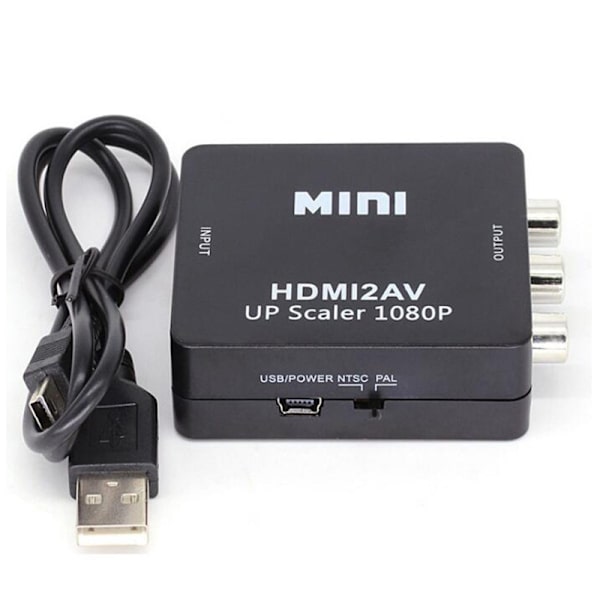 RCA (AV) til HDMI Adapter Hvit svart—yux black