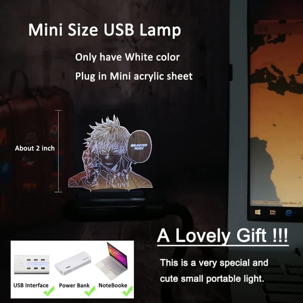 Anime Satoru Gojo lampe 3D Led Night Light for soveromsinredning