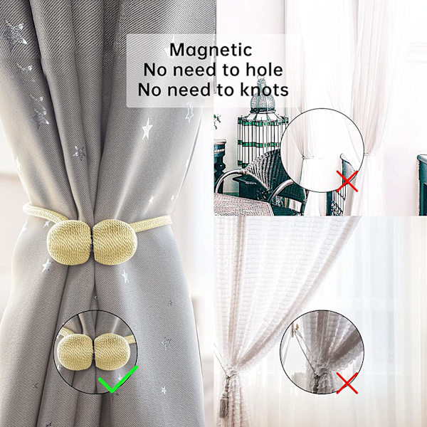 Magnetiske gardinholdere Gull 2-pakning_yux