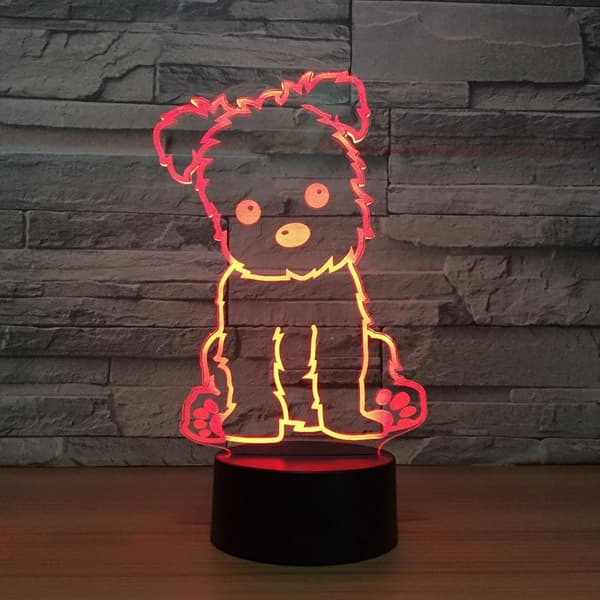 3D Hund Dyr Nattlys Touch Bord Skrivebord Optisk Illusjon