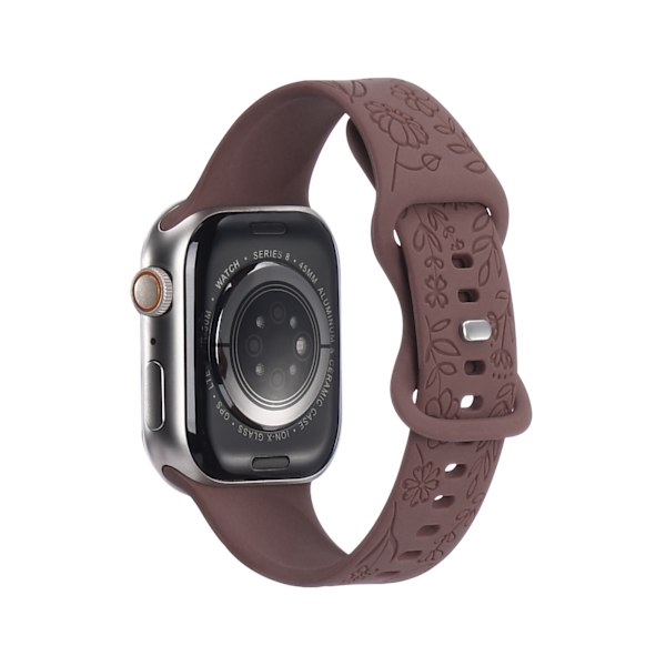 Passer til iwatchS9 876SE Apple Watch armbånd præget lille rose silikone Solsikke - røget lilla Sunflower - smoky purple 42/44/45/49mm