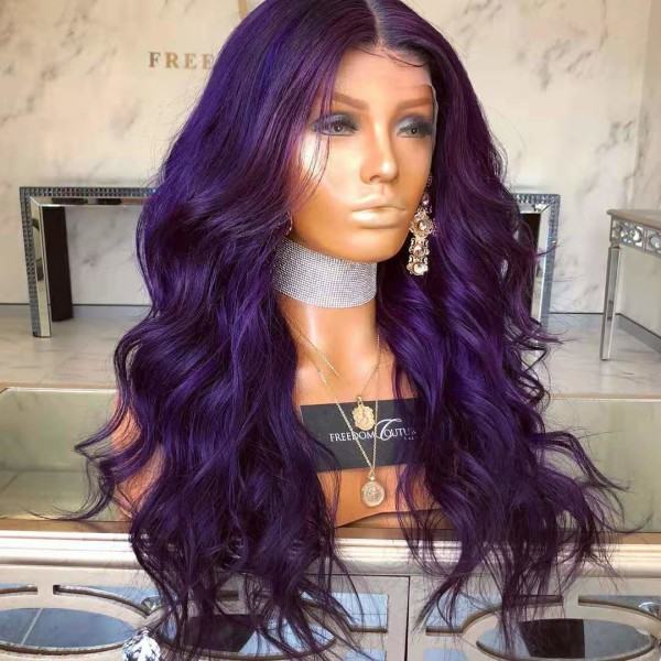 TG Damperuk Synteettiset peruukit Keskipitkä kihara hiukset Big Wave Violetti W314 Rose-verkko