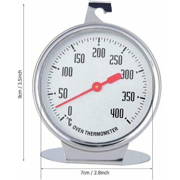 Ugnstermometer, Temperaturmätare Direktavläsningstermometer Rostfri Sond med Krok för Ugnsmatlagning eller Grillning - 7 x 9 cm, av DEBUNS