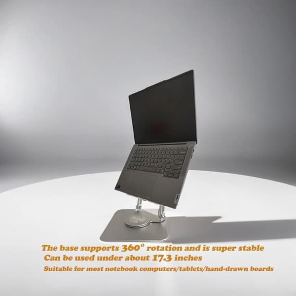 Sølv foldbart drejeligt laptopstativ – ergonomisk, højdejusterbart, til 10-17,3\" laptops