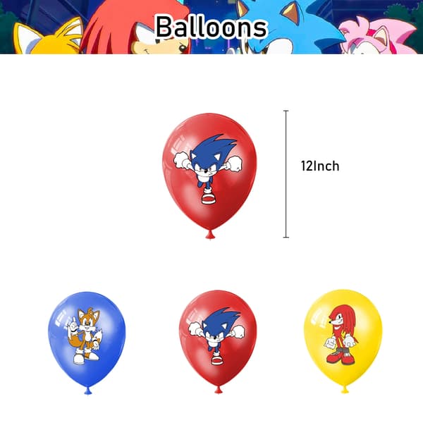 Sonic bursdagskake dekorasjonskort ballongdekorasjon_yux Big Set