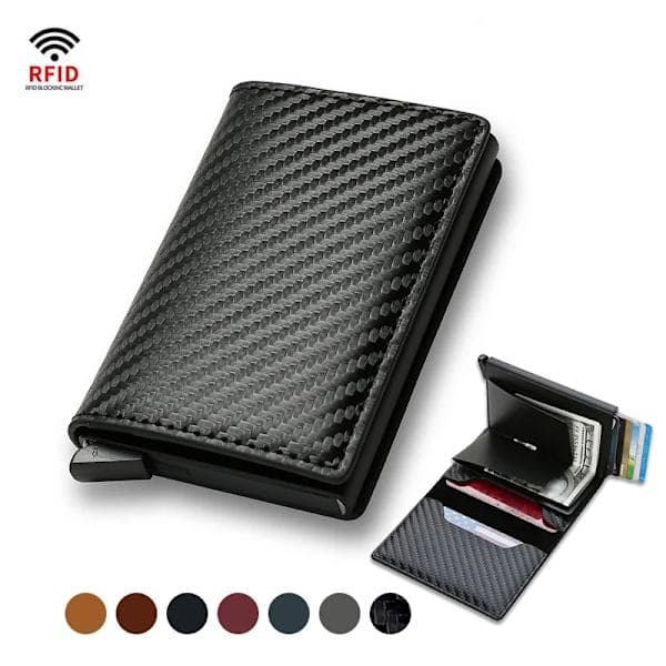 Korthållare i kolfiber Plånböcker Herr Rfid Svart Magic Trifold Läder Slim Mini Plånbok Liten Pengaväska Herrväskor Brun Brown