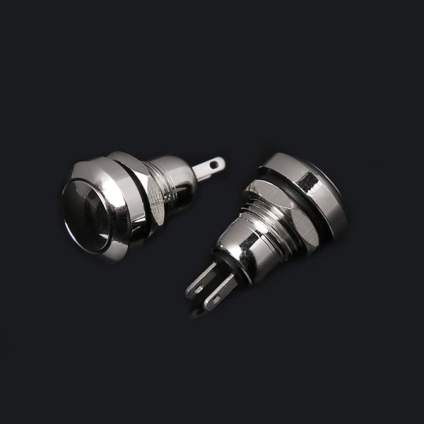 5 st 8 mm metal Momentary 1NO 2-stifter minitrykknapper 3A/250V AC