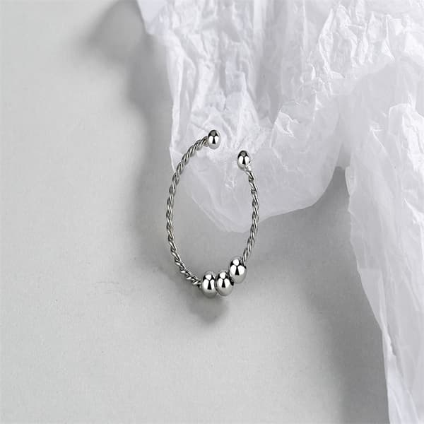 Justerbare anti-stress ringe med roterende perler Silver Sølv