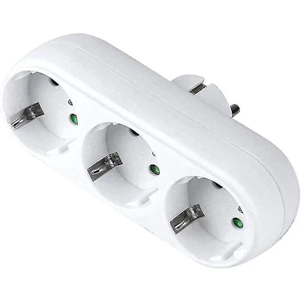 3-vägs stickproppsadapter, 16A 250V vägguttag för hem, kontor och inomhusbruk, vit