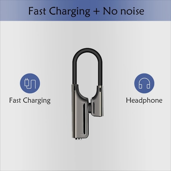 Adapter f?r iPhone-h?rlurar, Adapter f?r Iphone-uttag, 2 i 1 Dual Jack-adapter Kompatibel med XS/XR/X/8/7/Pad för alla iOS (svart)