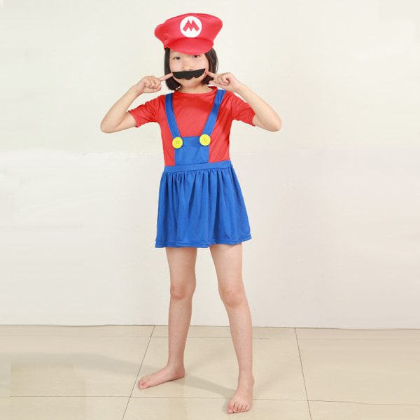 Mario-kostyme, Super Mario-klær, Halloween-ball-dekorasjon, hatt, barnekostyme for cosplay-forestillinger Children's male red L