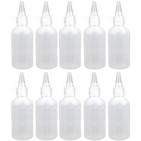 10 st plastflaskor, 100 ml små pressflaskor, dispenserflaskor, plastflaskor, pressflaskor med droppflaskor för resor, tomma flaskor