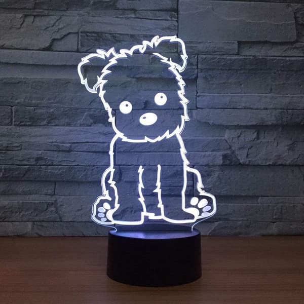 3D Hund Dyr Nattlys Touch Bord Skrivebord Optisk Illusjon
