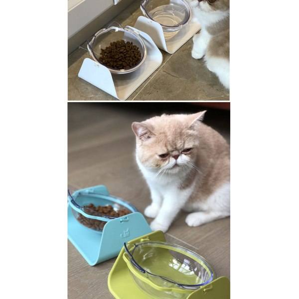 Matskål med stativ for katter i en justerbar vinkel på 15°