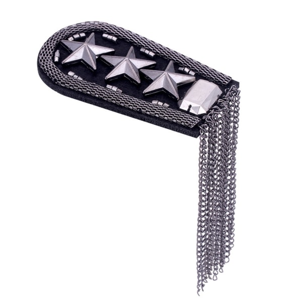 Vintage femuddig stjerne Tofs Epaulet for Rhinestone Shoulder Board Metall Tofs Kedja Shoulder Badge Smycken for Uni Gold