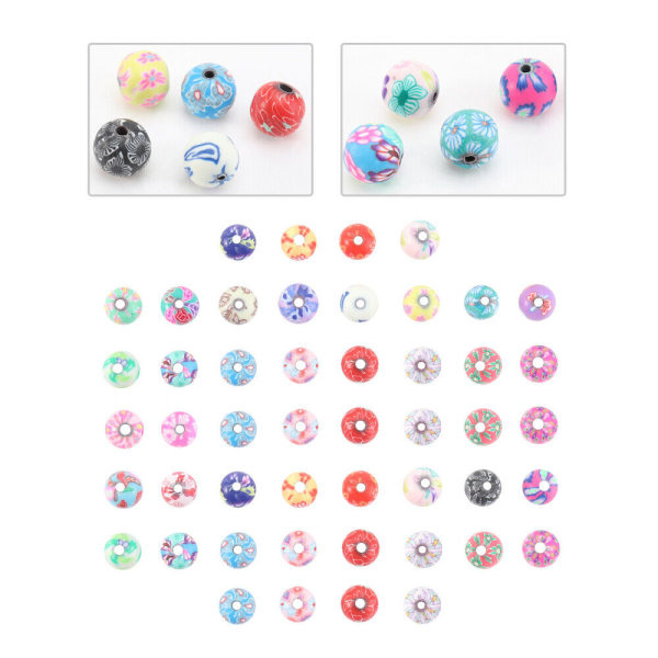 50 st Runda Polymerlera Charms Färg Pärlor Vinylskiva Öronklämma