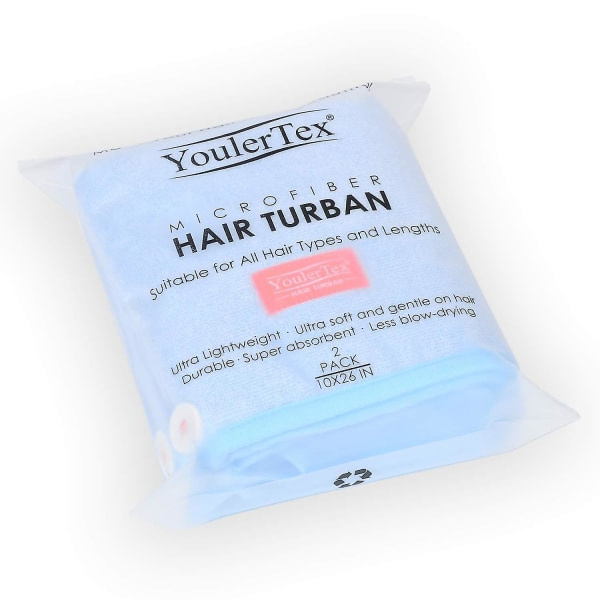 Mikrofiberhårhanddukspaket för kvinnor, 3-pack superabsorberande snabbtorkande hårturban (blå)