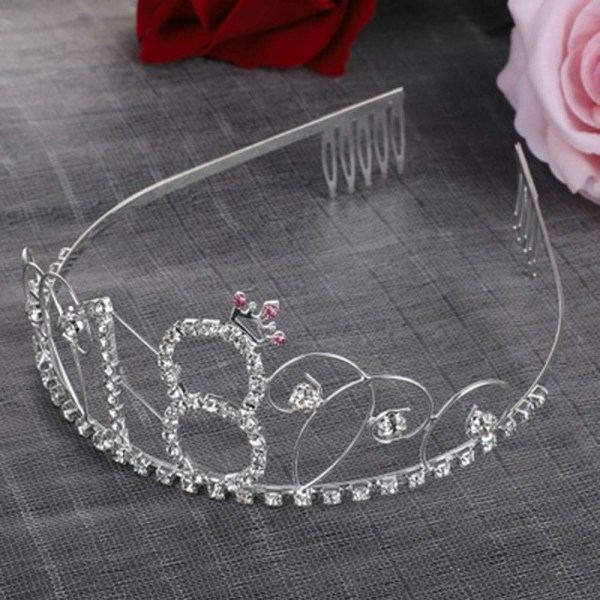 18. syntymäpäivä kruunu tiara, kristalli strassi syntymäpäivä kruunu, syntymäpäiväkoriste lahja naisille