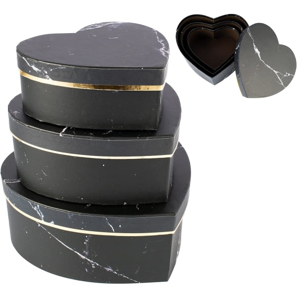 Galaxy 3 olika hjärtlådor med marmortextur som häckar och staplar kartonggodis Chokladkex