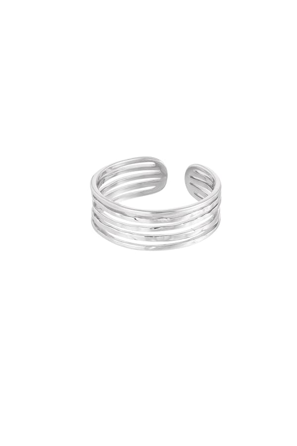 Ring i rustfritt stål med 5 tynne lag - Sølv - Justerbar Silver Silver