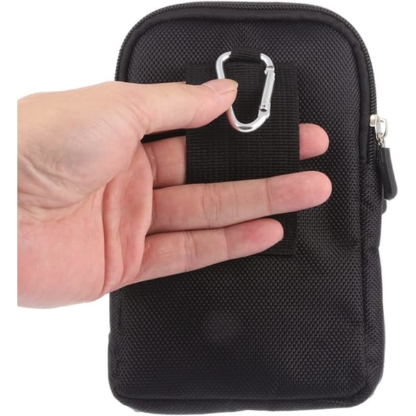 Galaxy Zip Mobiltelefon Midjeväska Nylon Älypuhelin Väska Bälte Väskor Plånbok med karbinhake