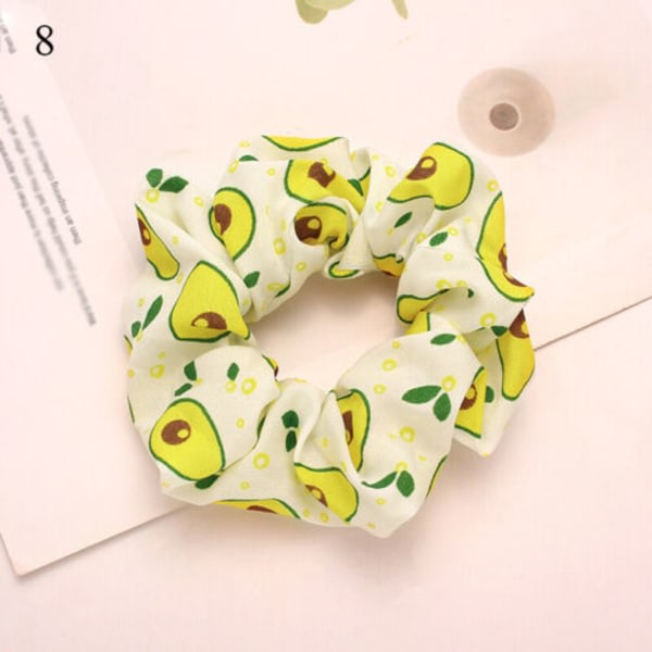 Dam Girs Sweet Elastisk Hårring Print Scrunchies Gummiband Huvudbonader