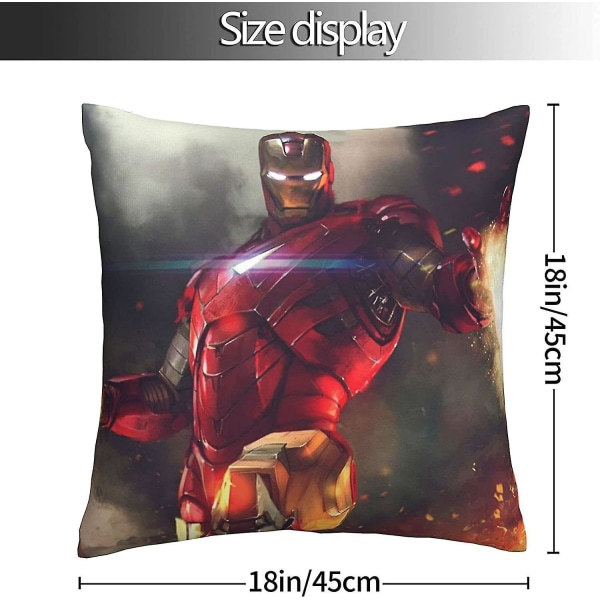 Mykt og slitesterkt Iron Man putetrekk, sett med 1 putevar firkantet skrog hus sofa 45 x 45 cm