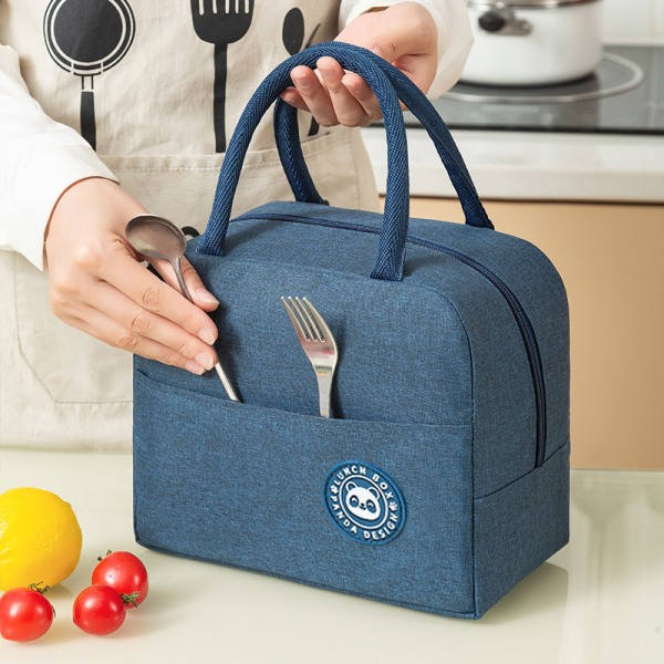 1 ST Bärbar Lunchväska Vattentät Isolerad Canvas Kylväska Termisk Mat Picknick Lunchväska för Kvinnor Flickor Barn Barn