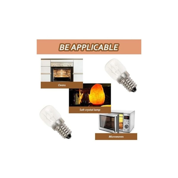 2-pack E14 Högtemperatur Glödlampa 500 Grader 25w Halogen Bubbla Ugnslampa