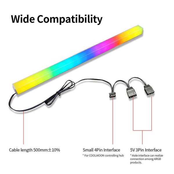 LED Light Bar Dubbelsidig Light Strip Rainbow Case Light Bar