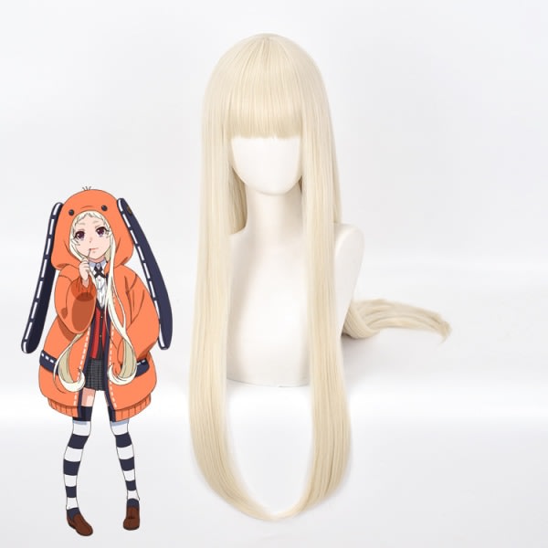 80 cm Runa Yomozuki Kakegurui Loli Cosplay-peruukki, vaalea kulta, anime