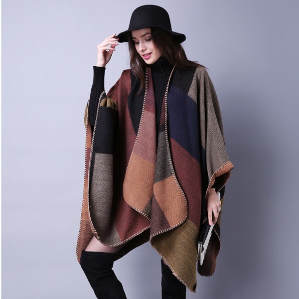 Damsjal Scarf Cape Tjock Elegant Varm Vinter Stor Storlek